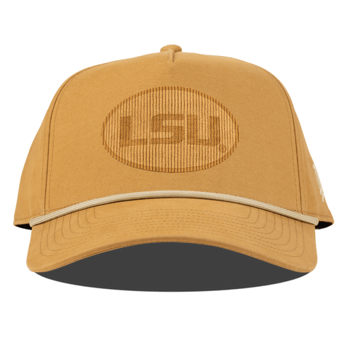 Louisiana State University "LSU Stamped" Curved Canvas 5 Panel Rope Wheat