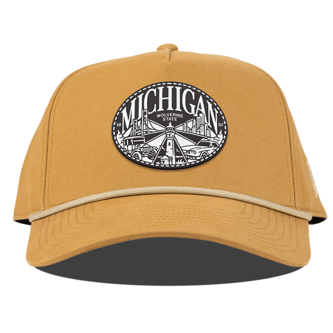 Michigan Traveler Curved Canvas 5 Panel Rope Wheat