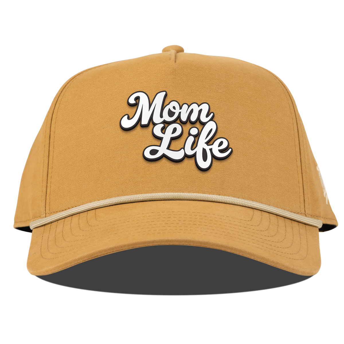 Mom Life Script Curved Canvas 5 Panel Rope WHeat