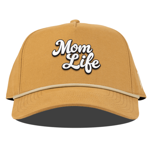 Mom Life Script Curved Canvas 5 Panel Rope WHeat