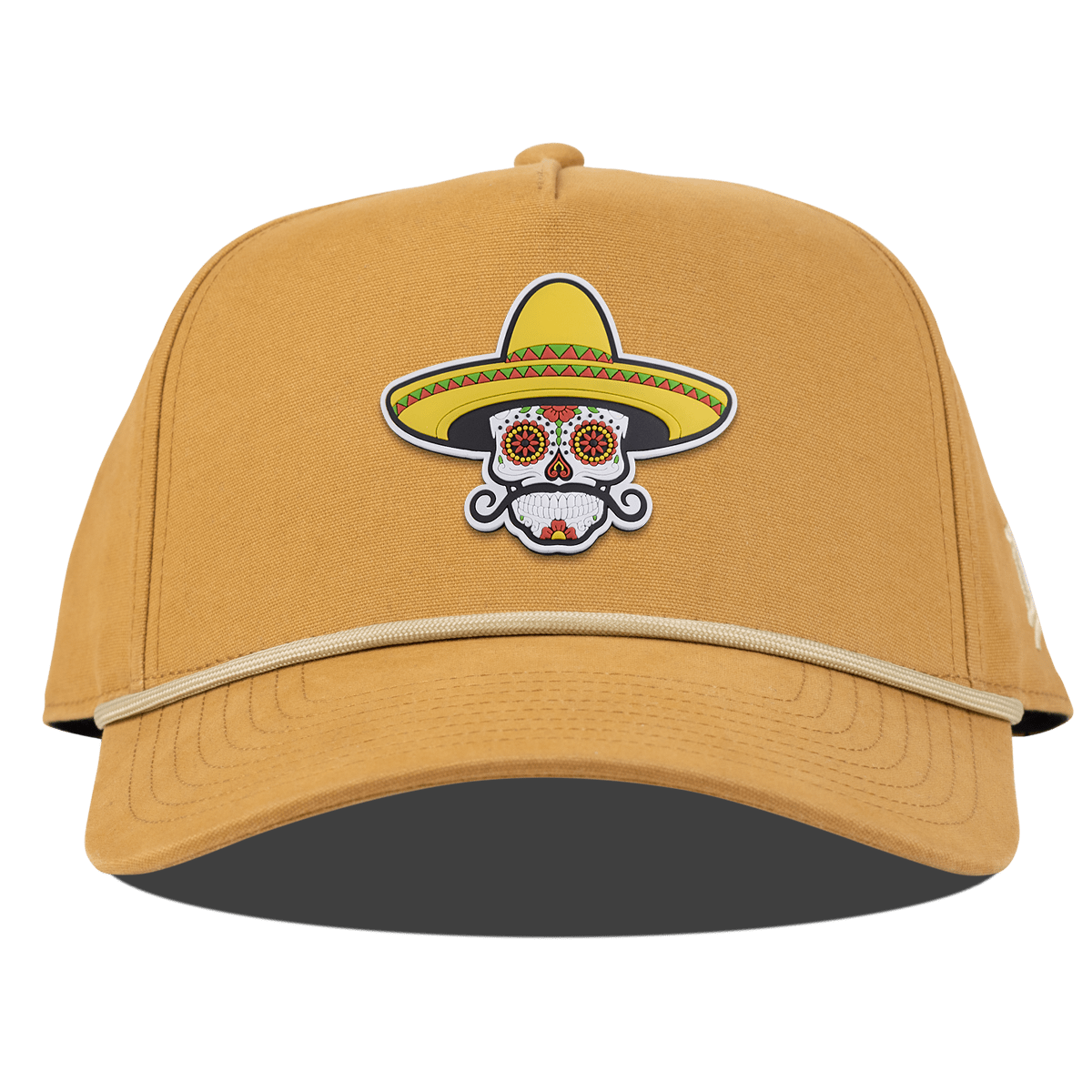 Sombrero Skull PVC Curved Canvas 5 Panel Rope Wheat