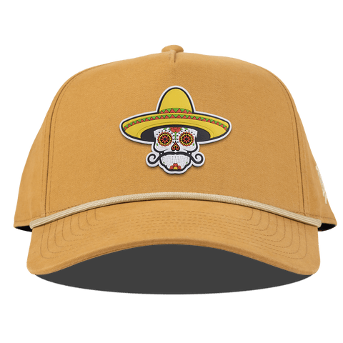 Sombrero Skull PVC Curved Canvas 5 Panel Rope Wheat
