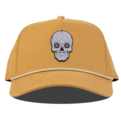 Sugar Skull PVC Curved Canvas 5 Panel Rope Wheat
