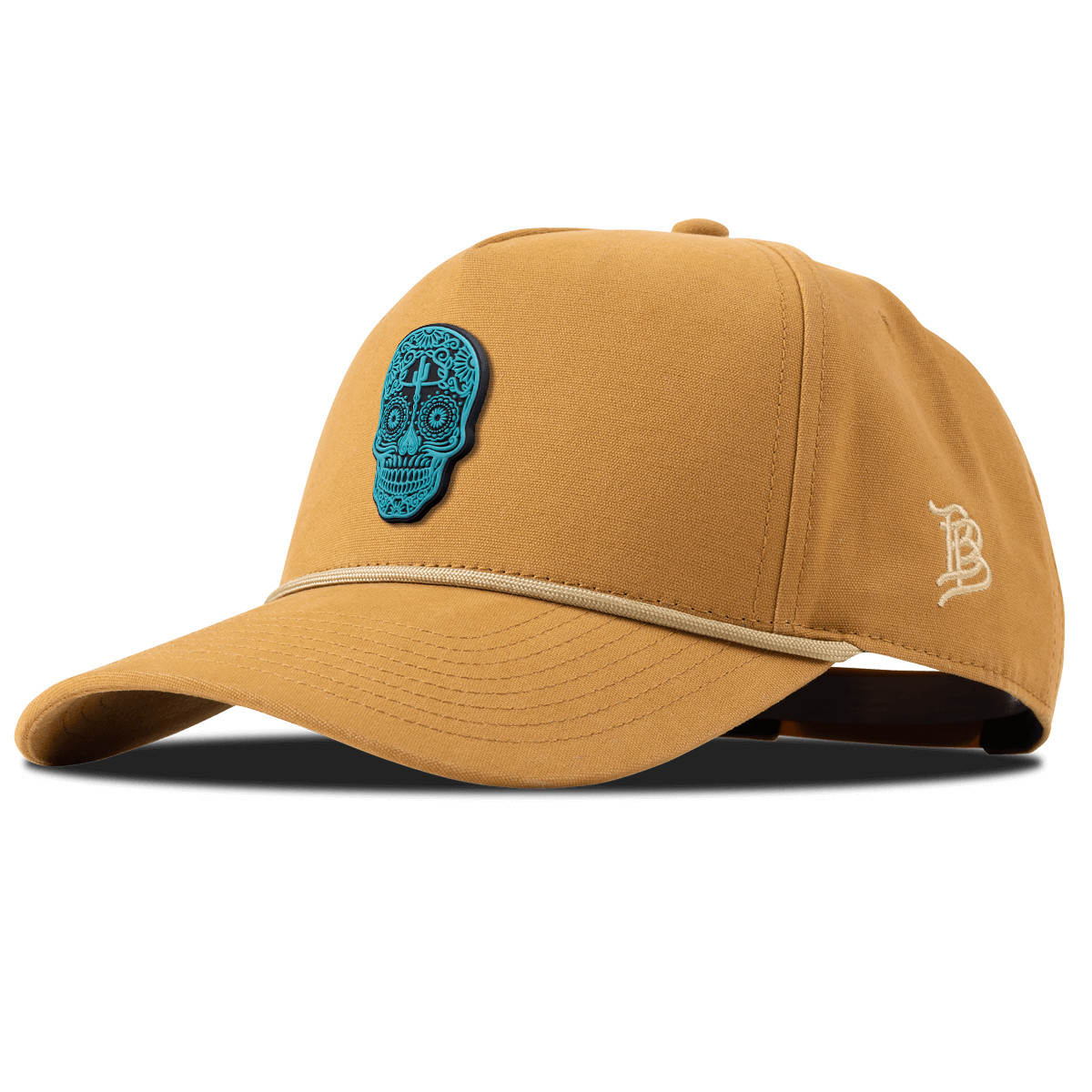 Turquoise Skull PVC Canvas 5 Panel Rope Wheat