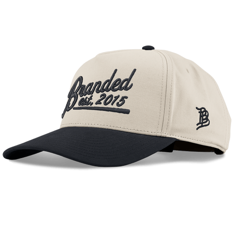 Est. 2015 Puff Script Curved 5 Panel Canvas Beige/Vintage Black