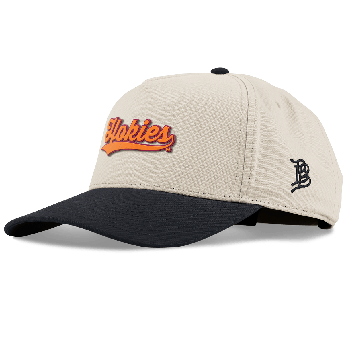 Virginia Tech University "Hokies Script" Curved 5 Panel Canvas Beige/Vintage Black