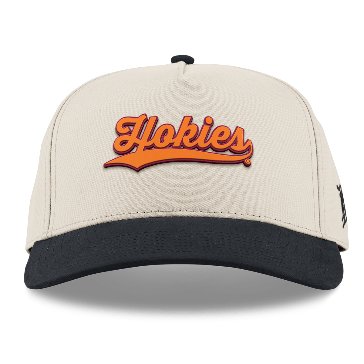 Virginia Tech University "Hokies Script" Curved 5 Panel Canvas Beige/Vintage Black