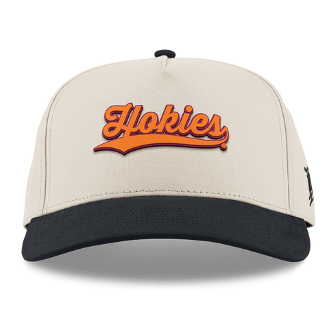Virginia Tech University "Hokies Script" Curved 5 Panel Canvas Beige/Vintage Black