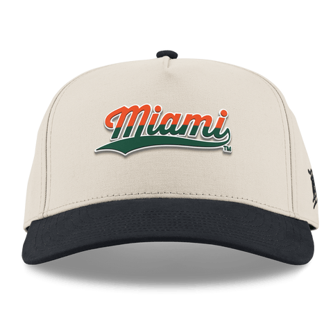 University of Miami "Miami Script" Curved 5 Panel Canvas Beige/Vintage Black