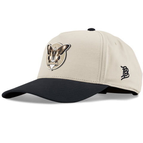 Moth Motif Curved 5 Panel Canvas Beige/Vintage Black