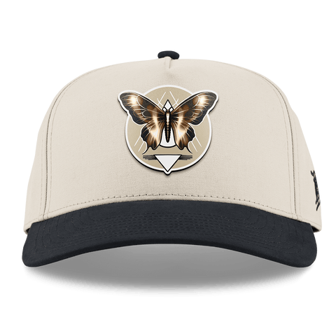 Moth Motif Curved 5 Panel Canvas Beige/Vintage Black