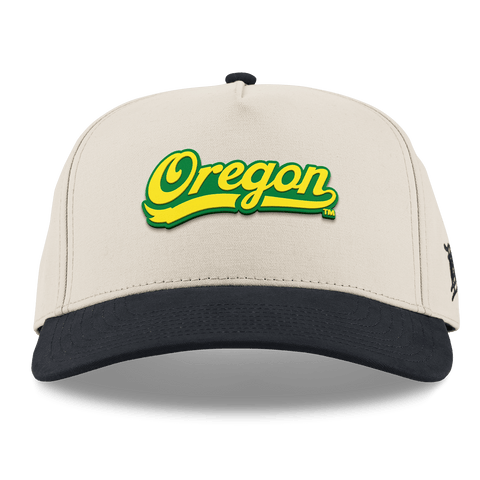 University of Oregon "Oregon Script" Curved 5 Panel Canvas Beige/Vintage Black