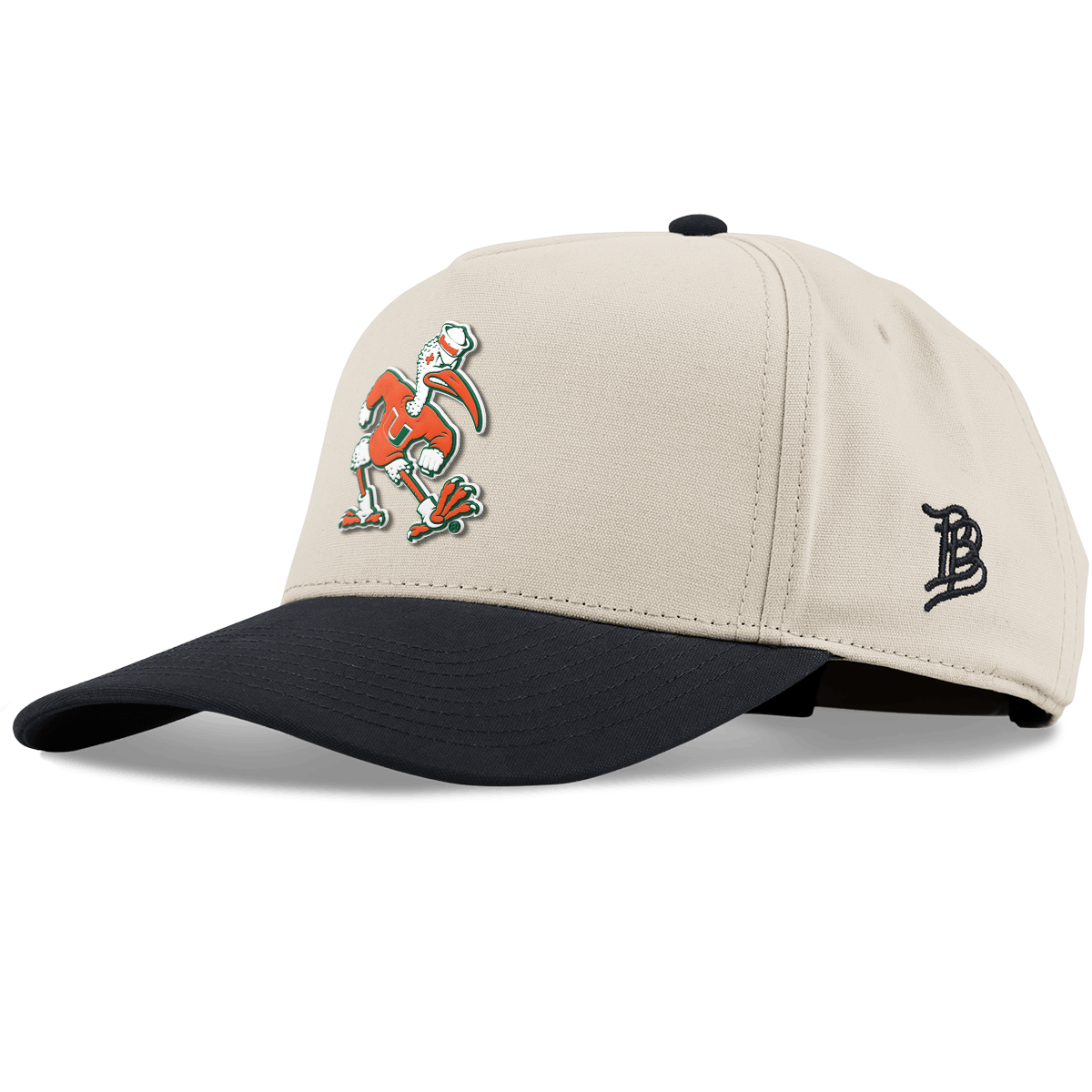 University of Miami "Sebastian the Ibis" Curved 5 Panel Canvas Beige/Vintage Black