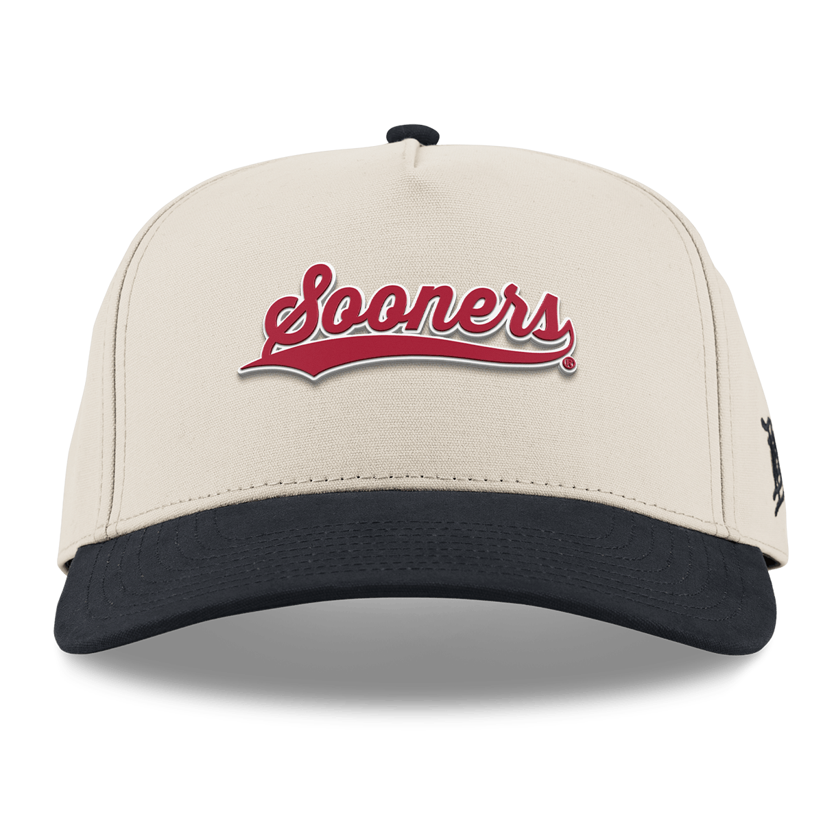 University of Oklahoma "Sooners Script" Curved 5 Panel Canvas Beige/Vintage Black