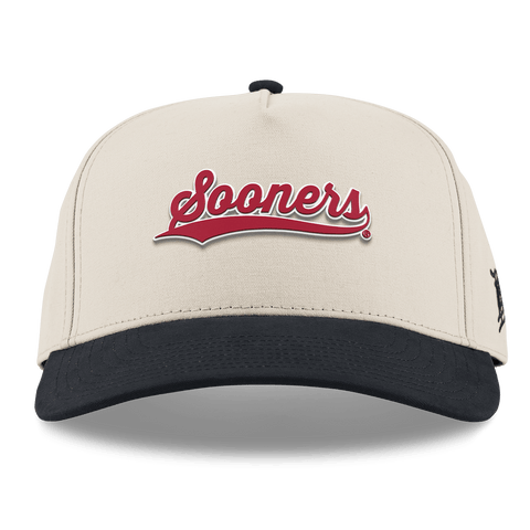 University of Oklahoma "Sooners Script" Curved 5 Panel Canvas Beige/Vintage Black