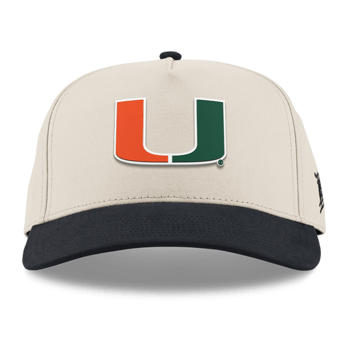 University of Miami "Miami Team Logo" Curved 5 Panel Canvas Beige/Vintage Black