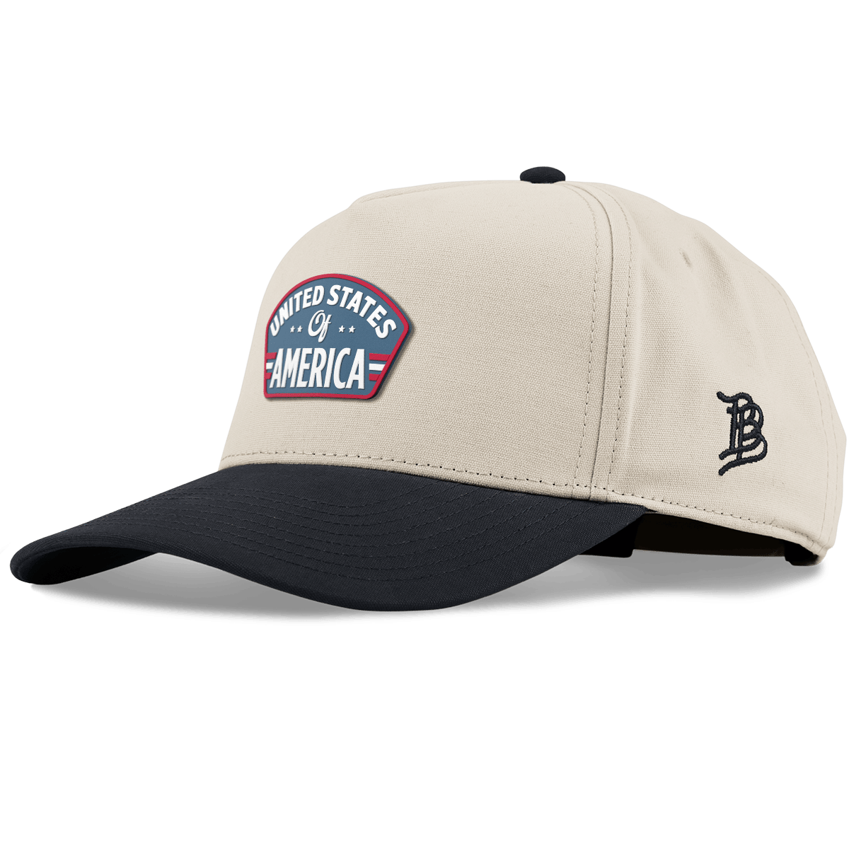 United States of America Badge Curved 5 Panel Canvas Back Beige/Vintage Black