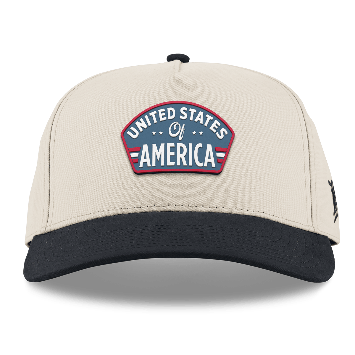 United States of America Badge Curved 5 Panel Canvas Back Beige/Vintage Black