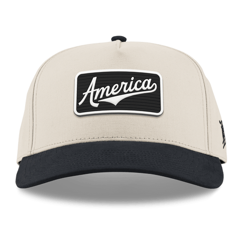 Vintage America Badge Curved 5 Panel Canvas Beige/Vintage Black