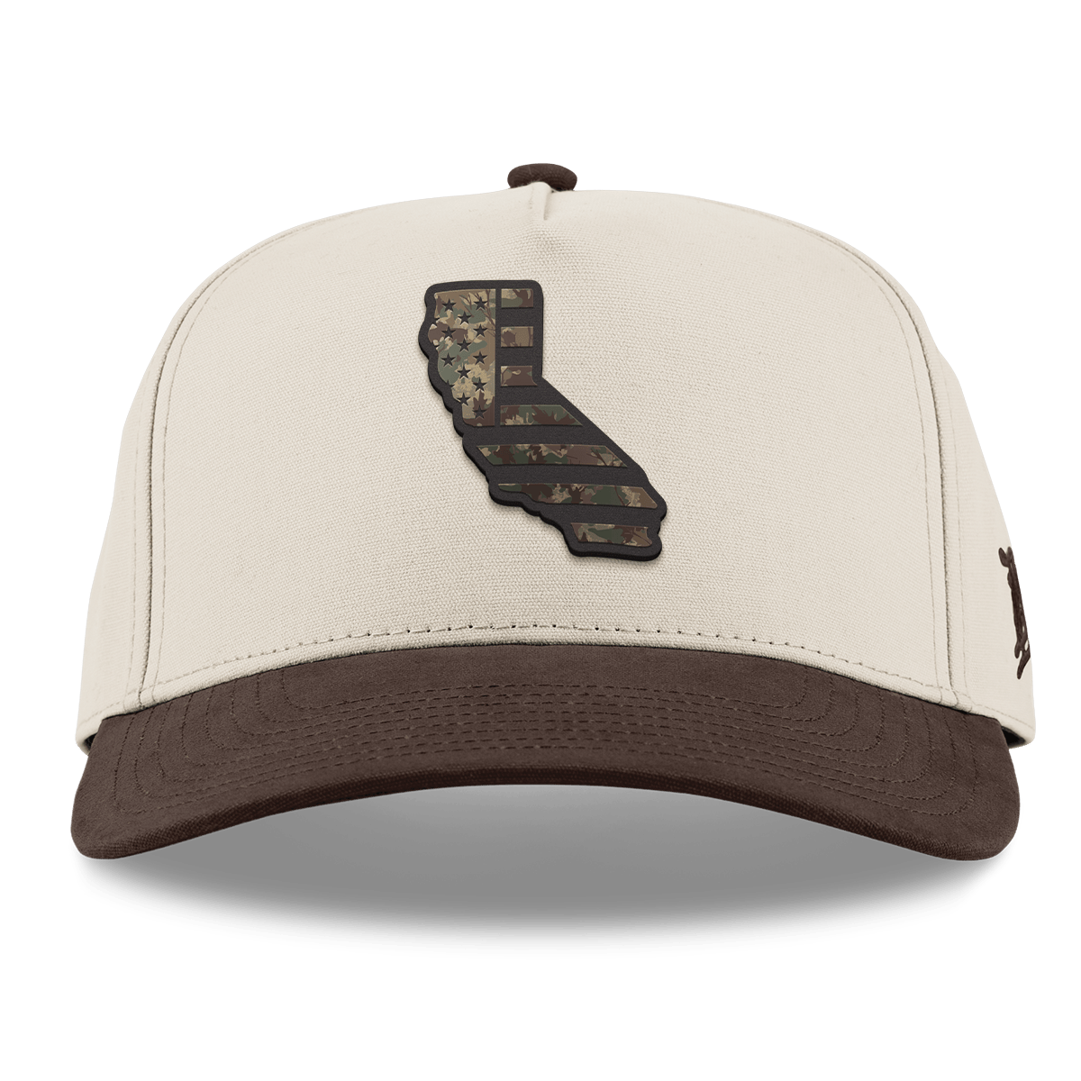 California Timber Camo Patriot Curved 5 Panel Canvas Beige/Vintage Brown Back