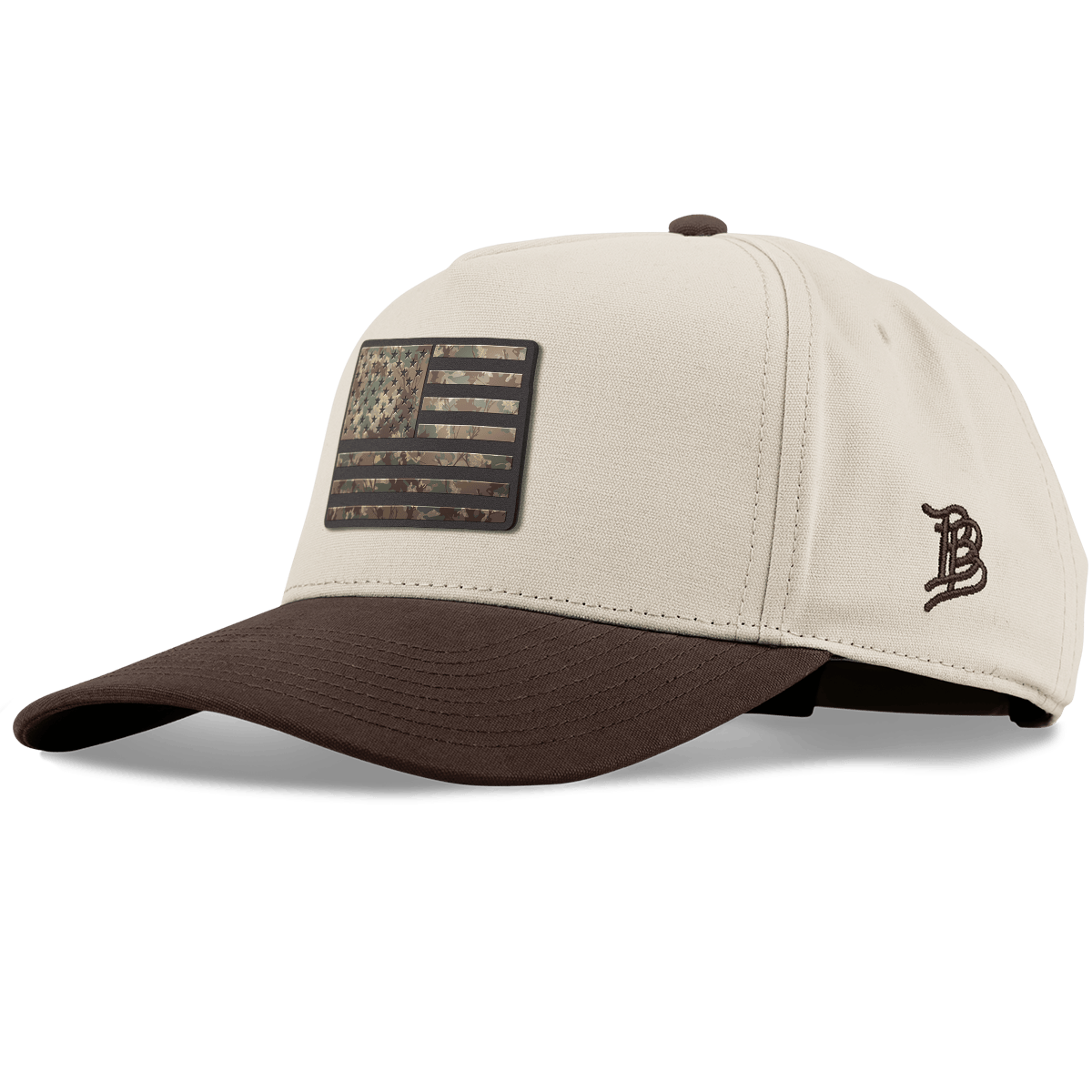 Colorado Timber Camo Patriot Curved 5 Panel Canvas Beige/Vintage Brown Back