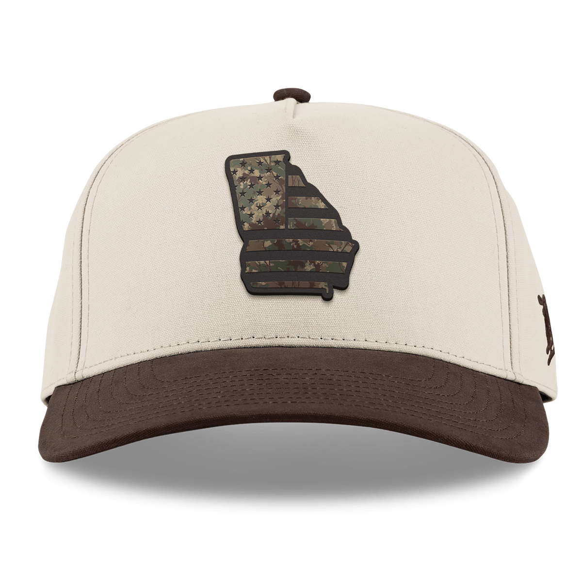 Georgia Timber Camo Patriot Curved 5 Panel Canvas Beige/Vintage Brown Back