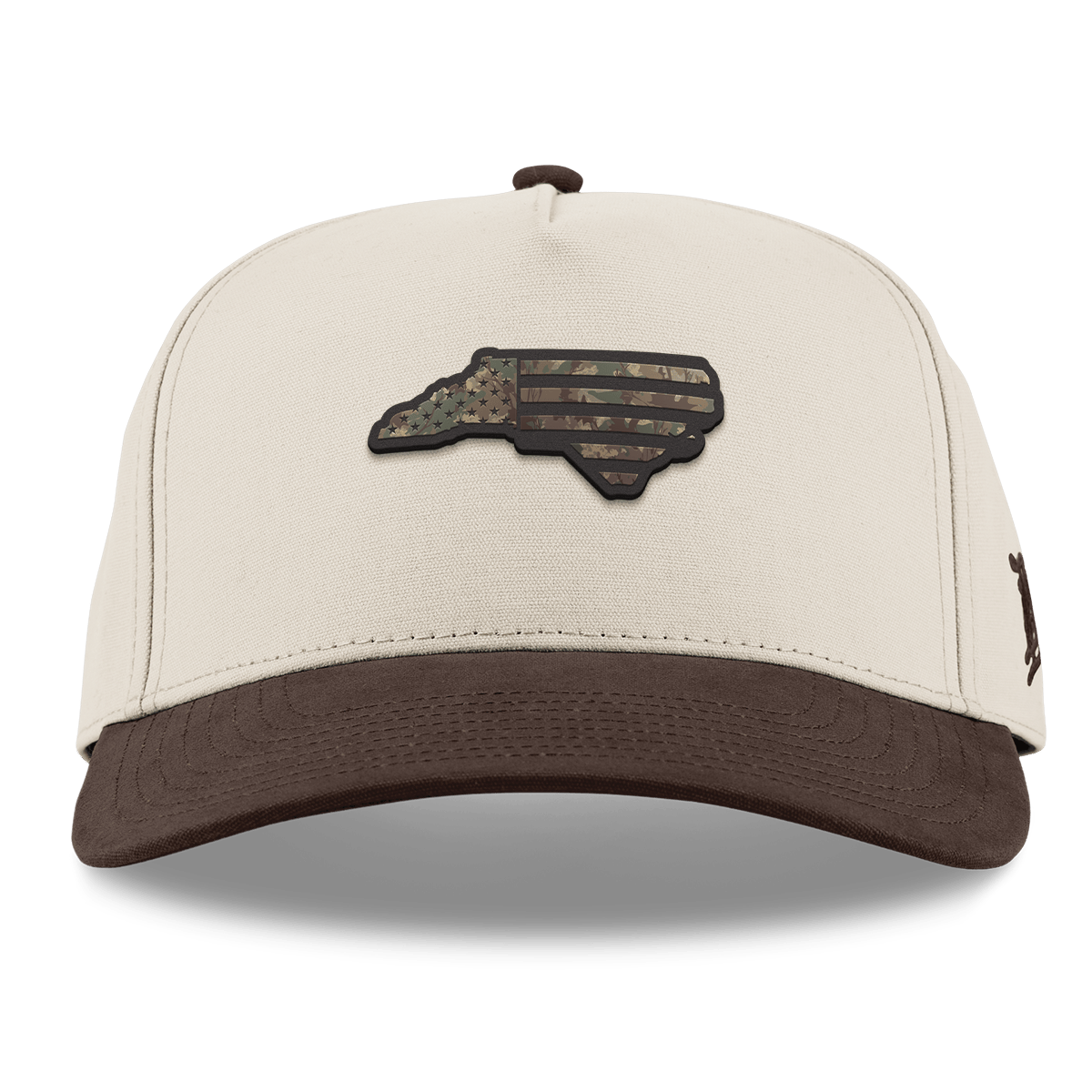 North Carolina Timber Camo Patriot Curved 5 Panel Canvas Beige/Vintage Brown Back