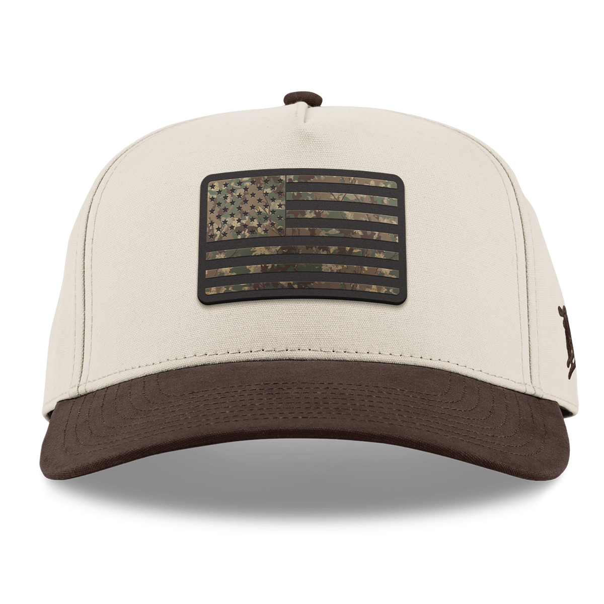 Old Glory Timber Camo Patriot Curved 5 Panel Canvas Beige/Vintage Brown Back