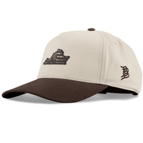 Virginia Timber Camo Patriot Curved 5 Panel Canvas Beige/Vintage Brown Back