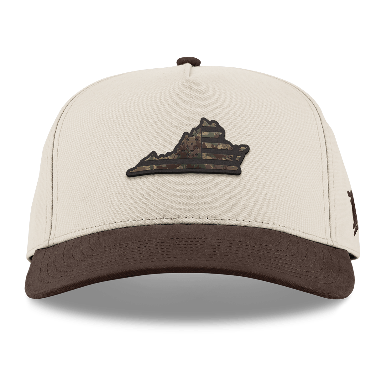 Virginia Timber Camo Patriot Curved 5 Panel Canvas Beige/Vintage Brown Back