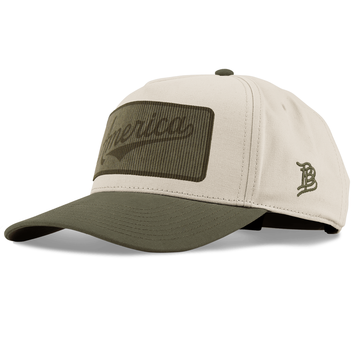 Tonal Corduroy America Badge Curved 5 Panel Canvas Beige/Vintage Loden