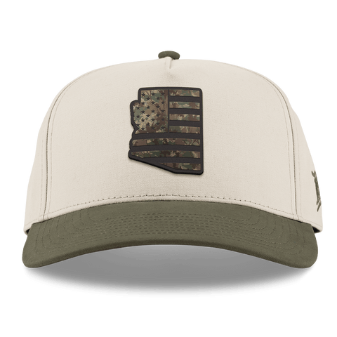 Arizona Timber Camo Patriot Curved 5 Panel Canvas Beige/Vintage Loden