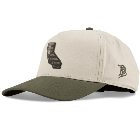 California Timber Camo Patriot Curved 5 Panel Canvas Beige/Vintage Loden