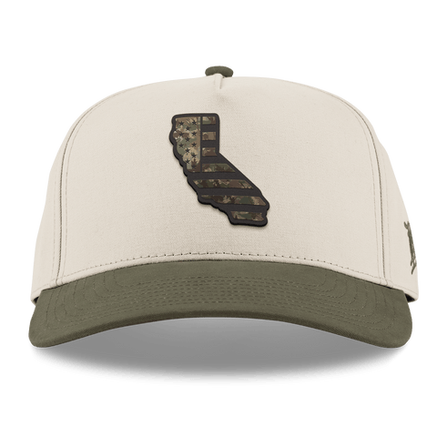 California Timber Camo Patriot Curved 5 Panel Canvas Beige/Vintage Loden