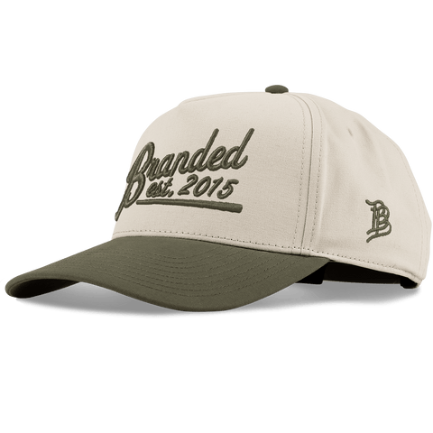 Est. 2015 Puff Script Curved 5 Panel Canvas Beige/Vintage Loden