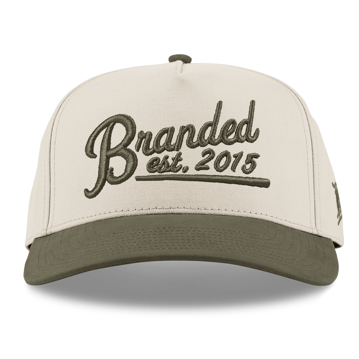 Est. 2015 Puff Script Curved 5 Panel Canvas Beige/Vintage Loden