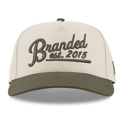Est. 2015 Puff Script Curved 5 Panel Canvas Beige/Vintage Loden