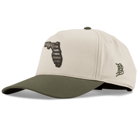 Florida Timber Camo Patriot Curved 5 Panel Canvas Beige/Vintage Loden