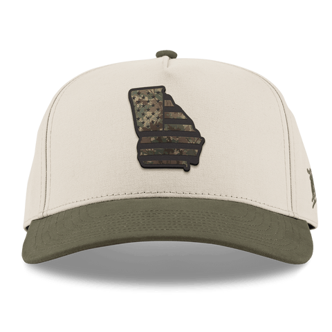 Georgia Timber Camo Patriot Curved 5 Panel Canvas Beige/Vintage Loden