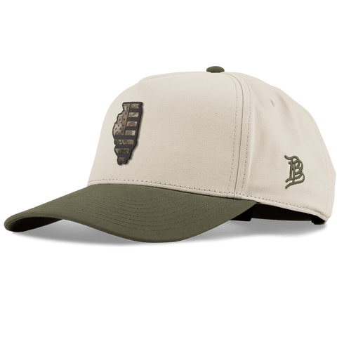 Illinois Timber Camo Patriot Curved 5 Panel Canvas Beige/Vintage Loden