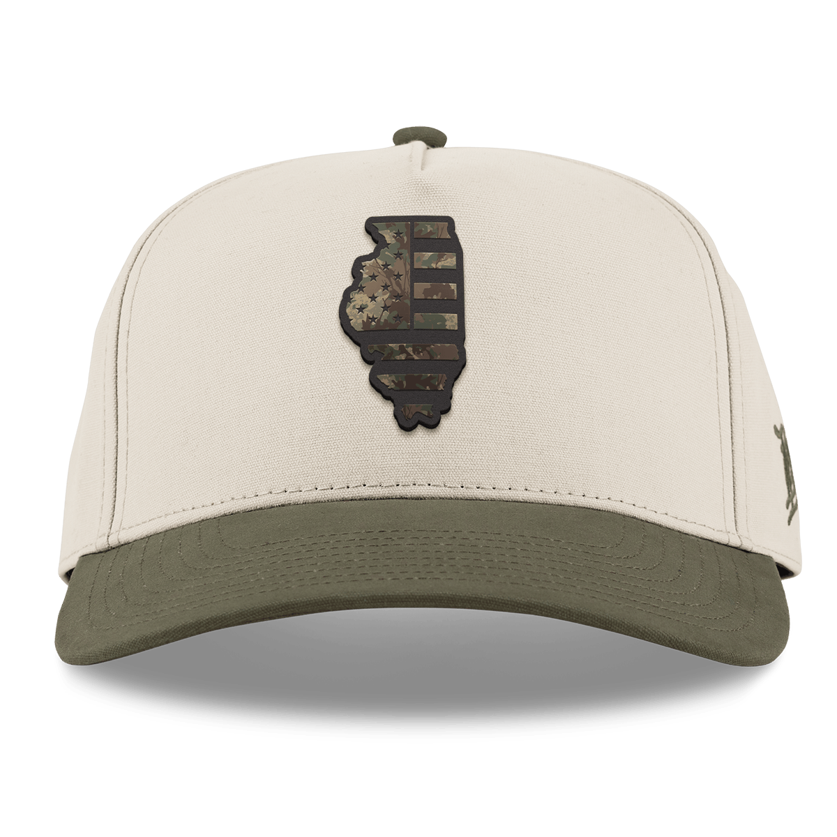 Illinois Timber Camo Patriot Curved 5 Panel Canvas Beige/Vintage Loden