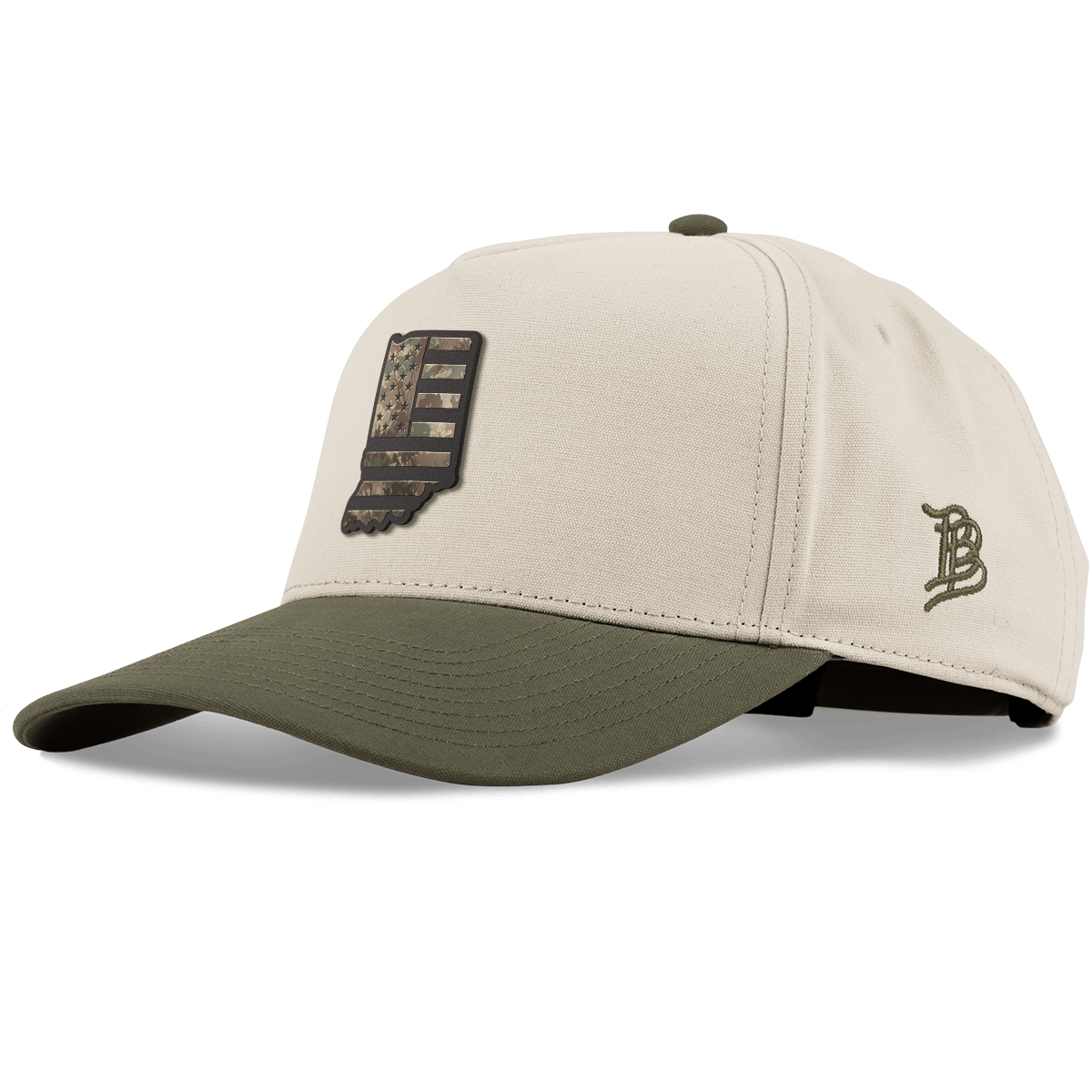 Indiana Timber Camo Patriot Curved 5 Panel Canvas Beige/Vintage Loden