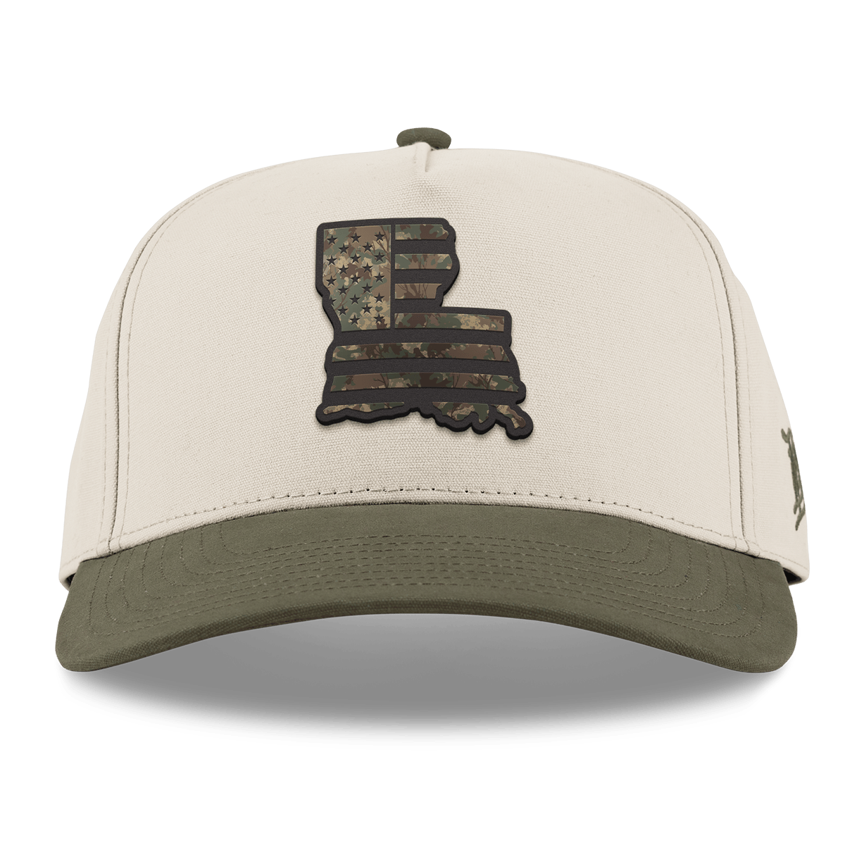Louisiana Timber Camo Patriot Curved 5 Panel Canvas Beige/Vintage Loden