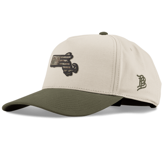 Massachusetts Timber Camo Patriot Curved 5 Panel Canvas Beige/Vintage Loden