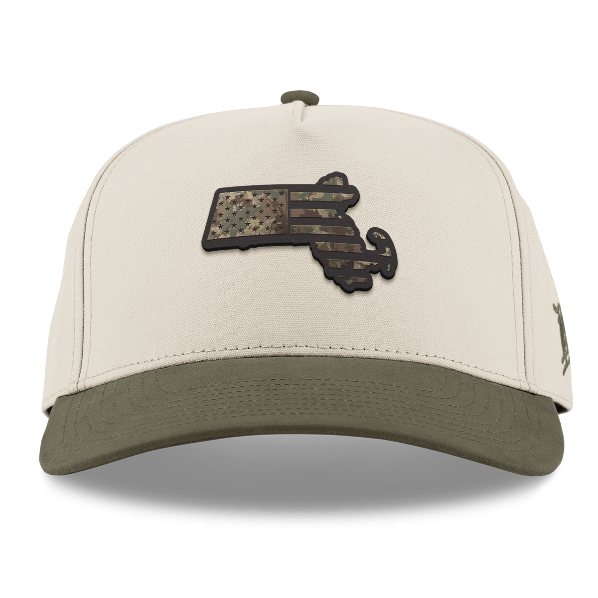 Massachusetts Timber Camo Patriot Curved 5 Panel Canvas Beige/Vintage Loden