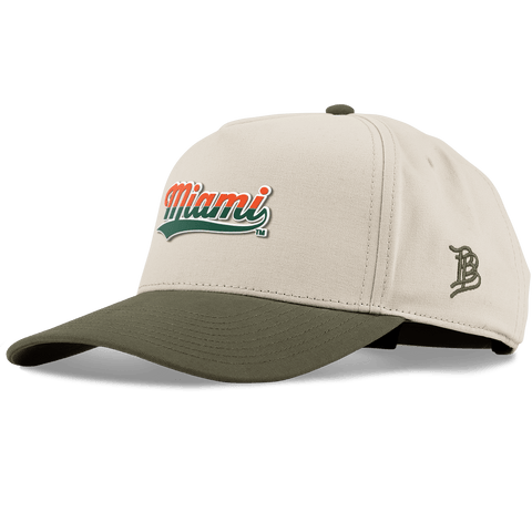 University of Miami "Miami Script" Curved 5 Panel Canvas Beige/Vintage Loden