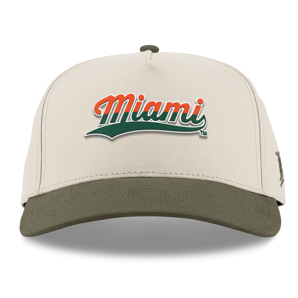 University of Miami "Miami Script" Curved 5 Panel Canvas Beige/Vintage Loden