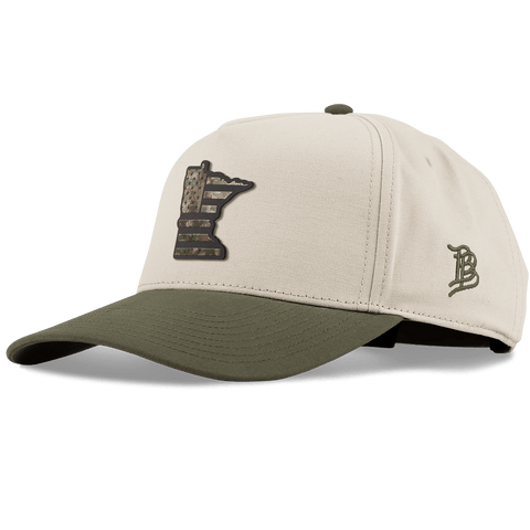 Minnesota Timber Camo Patriot Curved 5 Panel Canvas Beige/Vintage Loden