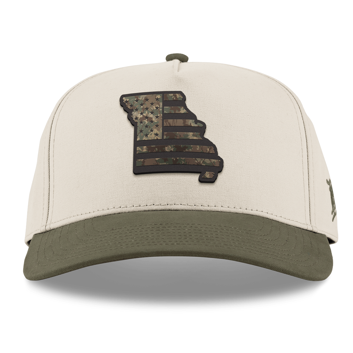 Missouri Timber Camo Patriot Curved 5 Panel Canvas Beige/Vintage Loden