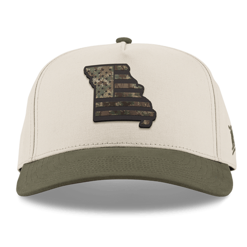 Missouri Timber Camo Patriot Curved 5 Panel Canvas Beige/Vintage Loden